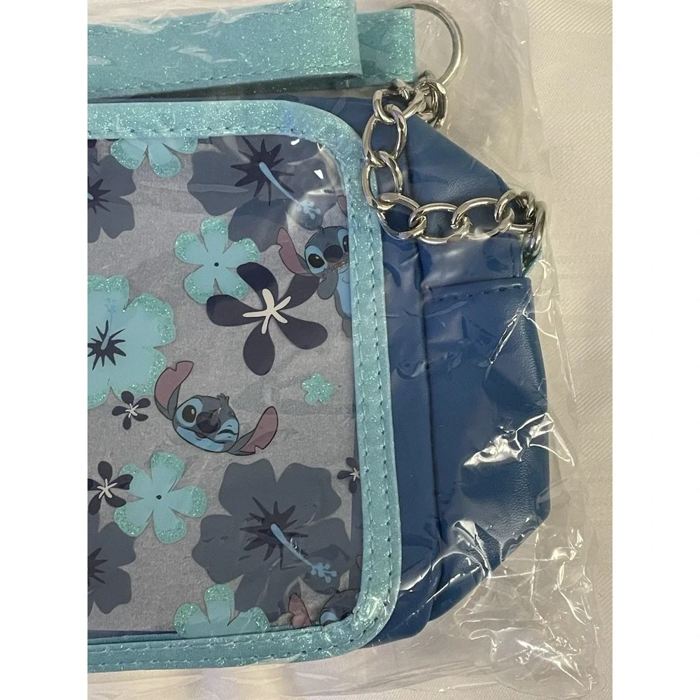 NEW Walt Disney Parks Lilo & Stitch - Stitch w‎ Blue Flowers Crossbody Purse Bag